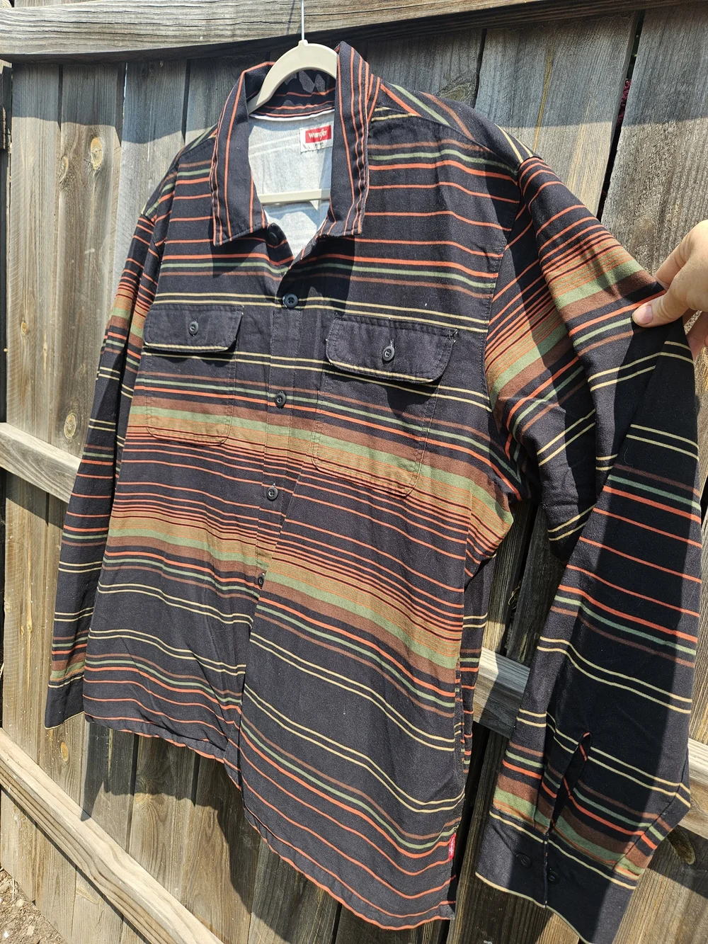Wrangler Barn Shirt Jacket Men 2XL Button Down Pocket Light Western Cotton Aztec